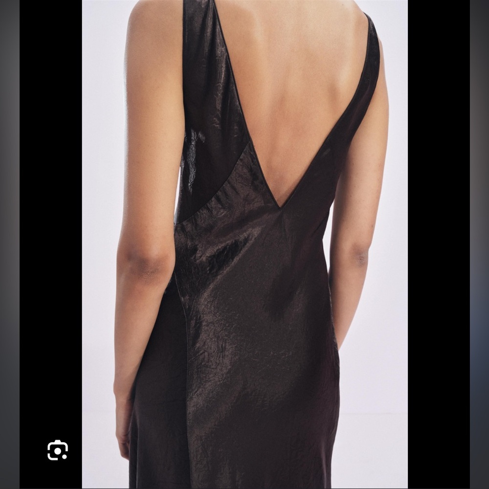 ZARA WRINKLED SATIN EFFECT DRESS - Picture 12 of 15